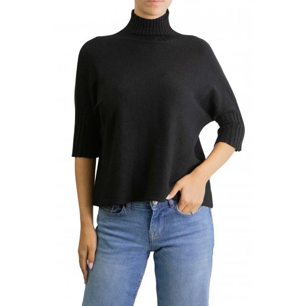 Maglioncino tinta unita collo alto manica 3/4 